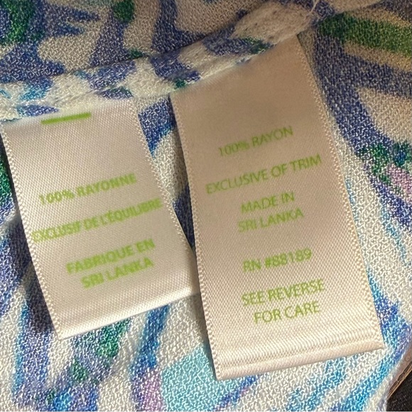 Lilly Pulitzer Jane Blue & Green Retro Size 6 Mod Dress White Trim Gold Zipper - Picture 9 of 9